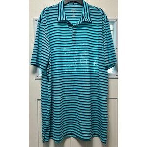 Men’s St. John’s Bay Polo. Blue Green Stripe Collared (543)